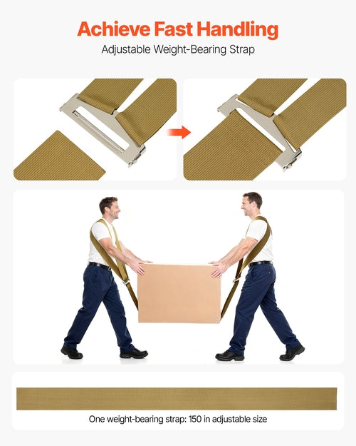 Moving Straps, Supports up to 453.6 kg, 2-Person Lifting and Moving